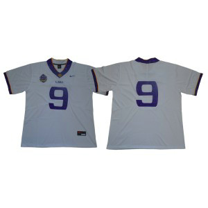 NCAA LSU Tigers 9 Joe Burrow College Limited Football White Men Jersey With 125th Anniversary Patch