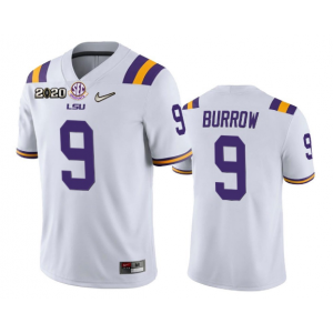 NCAA LSU Tigers 9 Joe Burrow White 2020 National Championship Limited Men Jersey