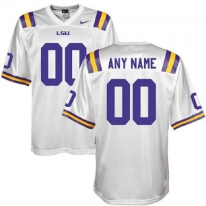NCAA LSU Tigers White Customized Men Jersey
