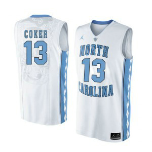 NCAA North Carolina Tar Heels 13 Kanler Coker White Basketball Men Jersey