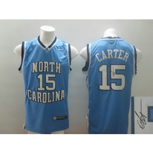 NCAA North Carolina Tar Heels 15 Vince Carter Blue Autographed Men Jersey