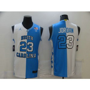 NCAA North Carolina Tar Heels 23 Michael Jordan Blue White Split Men Jersey