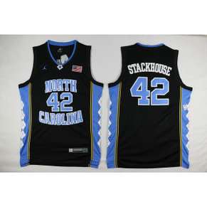 NCAA North Carolina Tar Heels 42 Jerry Stackhouse Black Basketball Swingman Men Jersey