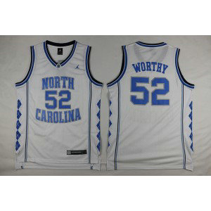 NCAA North Carolina Tar Heels 52 James Worthy White Basketball Swingman Men Jersey
