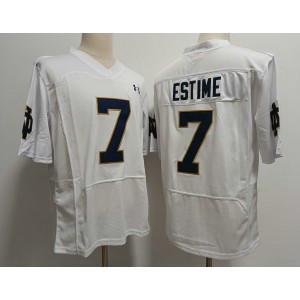 NCAA Notre Dame 7 Audric Estime White Vapor Limited Men Jersey