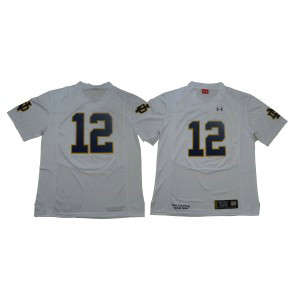 NCAA Notre Dame Fighting Irish 12 White Under Armour College Football Men Jersey