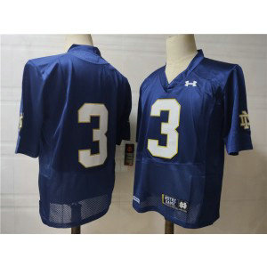 NCAA Notre Dame Fighting Irish 3 Navy Vapor Limited Men Jersey