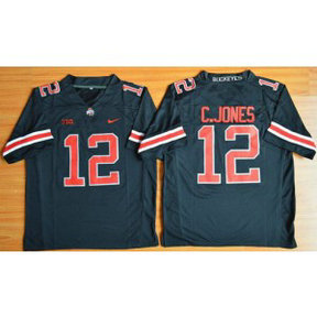 NCAA Ohio State Buckeyes 12 Cardale Jones Black(Red ) Limited Men Jersey With BIG Patch