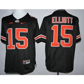 NCAA Ohio State Buckeyes 15 Ezekiel Elliott Black(Orange ) Limited Men Jersey With Big Patch