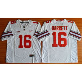 NCAA Ohio State Buckeyes 16 J. T. Barrett White Diamond Quest Men Jersey With Big10 Patch