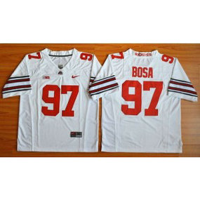 NCAA Ohio State Buckeyes 97 Joey Bosa White Diamond Quest Men Jersey With Big10 Patch