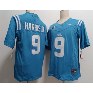 NCAA Ole Miss Rebels 9 Tre Harris Blue F.U.S.E. Vapor Limited Men Jersey