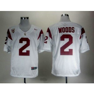 NCAA USC Trojans 2 Robert Woods White With Pac-12 Patch Men Jersey