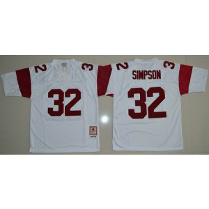 NCAA USC Trojans 32 O.J. Simpson White Men Jersey