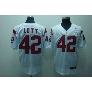 NCAA USC Trojans 42 Ronnie Lott White Men Jersey