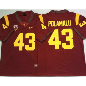 NCAA USC Trojans 43 Troy Polamalu Red Men Jersey