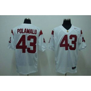 NCAA USC Trojans 43 Troy Polamalu White Men Jersey