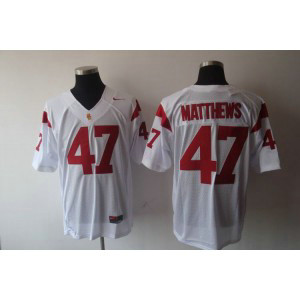 NCAA USC Trojans 47 White Men Jersey