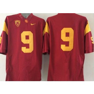 NCAA USC Trojans 9 Red PAC-12 Patch Men Jersey
