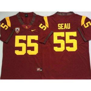 NCAA USC Trojans Red 55 SEAU Red Men Jersey
