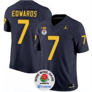 NCAA Wolverines 7 Donovan Edwards 2023 F.U.S.E. Navy Rose Bowl Patch Vapor Limited Men Jersey NCAA Wolverines 7 Donovan Edwards 2023 F.U.S.E. Navy Rose Bowl Patch Vapor Limited Men Jersey