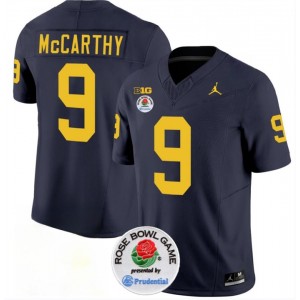 NCAA Wolverines 9 J.J. McCarthy 2023 F.U.S.E. Navy Rose Bowl Patch Vapor Limited Men Jersey NCAA Wolverines 9 J.J. McCarthy 2023 F.U.S.E. Navy Rose Bowl Patch Vapor Limited Men Jersey