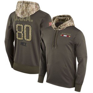 NFL 49ers 80 Jerry Rice Olive Salute To Service Pullover Hoodie