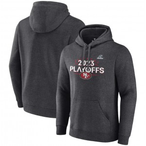 NFL 49ers Heather Charcoal 2023 Playoffs Fleece Pullover Hoodie