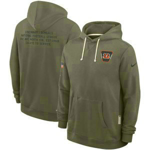 NFL Bengals Olive 2025 Salute to Service Pullover Hoodie