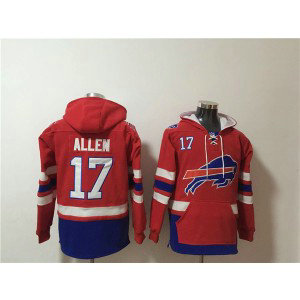 NFL Bills 17 Josh Allen Red Royal Ageless Must-Have Pullover Hoodie