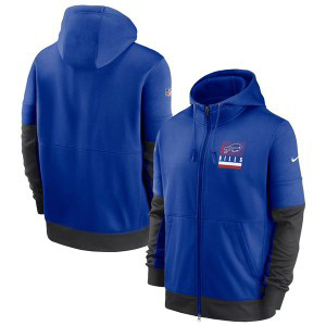 NFL Bills Royal Sideline Impact Lockup Performance Full-Zip Hoodie