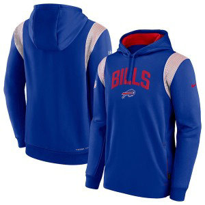 NFL Bills Royal Sideline Stack Performance Pullover Hoodie