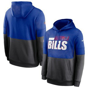 NFL Bills Royal_Charcoal Sideline Impact Lockup Performance Pullover Hoodie