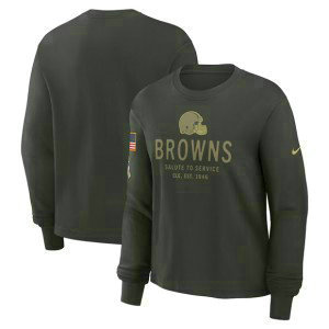 NFL Browns Dark Green 2025 Salute to Service Sideline Dri-FIT Long Sleeve T-Shirt NFL Browns Dark Green 2025 Salute to Service Sideline Dri-FIT Long Sleeve T-Shirt