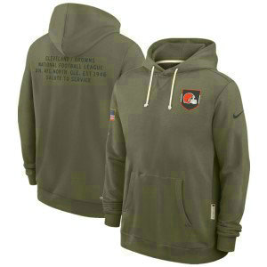 NFL Browns Olive 2025 Salute to Service Pullover Hoodie