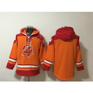 NFL Buccaneers Blank Orange Red Ageless Must-Have Lace-Up Pullover Hoodie