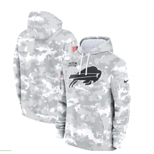 NFL Buffalo Bills 2024 White Grey Salute To Service Hoodie