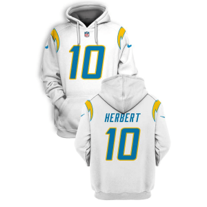 NFL Chargers 10 Justin Herbert White 2021 Stitched New Hoodie