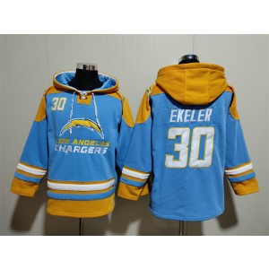 NFL Chargers 30 Austin Ekeler Blue 2023 Hoodie Sweatshirt
