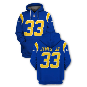 NFL Chargers 33 Derwin James Royal 2021 Stitched New Hoodie NFL Chargers 33 Derwin James Royal 2021 Stitched New Hoodie