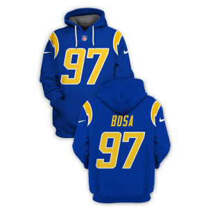 NFL Chargers 97 Joey Bosa Royal 2021 Stitched New Hoodie