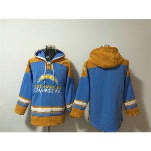 NFL Chargers Blank Blue Ageless Must-Have Lace-Up Pullover Hoodie