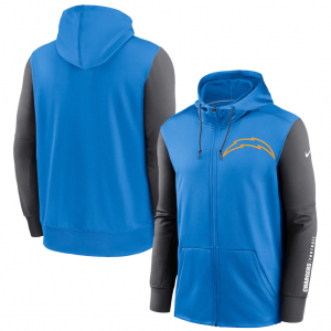 NFL Chargers Blue_Charcoal Fan Gear Mascot Performance Full-Zip Hoodie