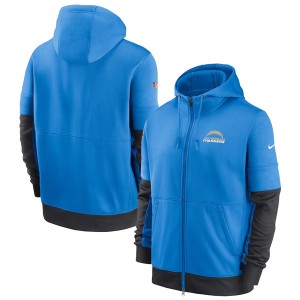 NFL Chargers Powder Blue Sideline Impact Lockup Performance Full-Zip Hoodie
