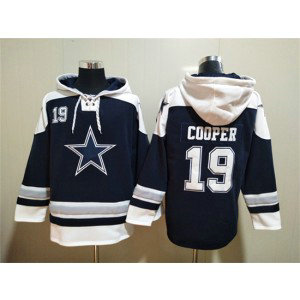 NFL Cowboys 19 Amari Cooper Navy Ageless Must-Have Lace-Up Sweatshirt Hoodie