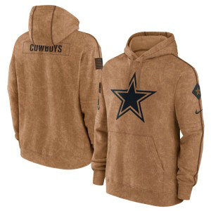 NFL Cowboys 2023 Brown Salute to Service Pullover Hoodie