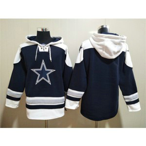NFL Cowboys Blank Navy Ageless Must-Have Lace-Up Sweatshirt Hoodie NFL Cowboys Blank Navy Ageless Must-Have Lace-Up Sweatshirt Hoodie