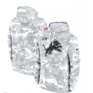 NFL Detrio Lions 2024 White Grey Salute To Service Hoodie