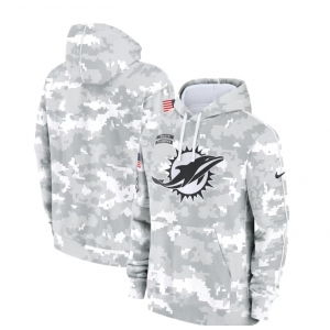 NFL Dolphins 2024 White Grey Salute To Service Hoodie
