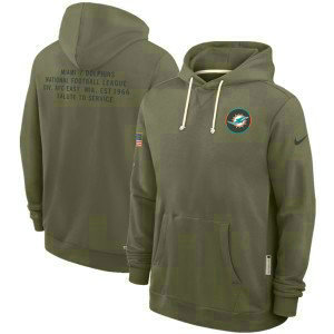 NFL Dolphins Olive 2025 Salute to Service Pullover Hoodie